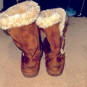 Joe Boxer Beige-Brown, Fleece-Lined, Calf-High Boots, SIZE-8